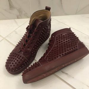 Mens Fashion red bottom spiked sneakers